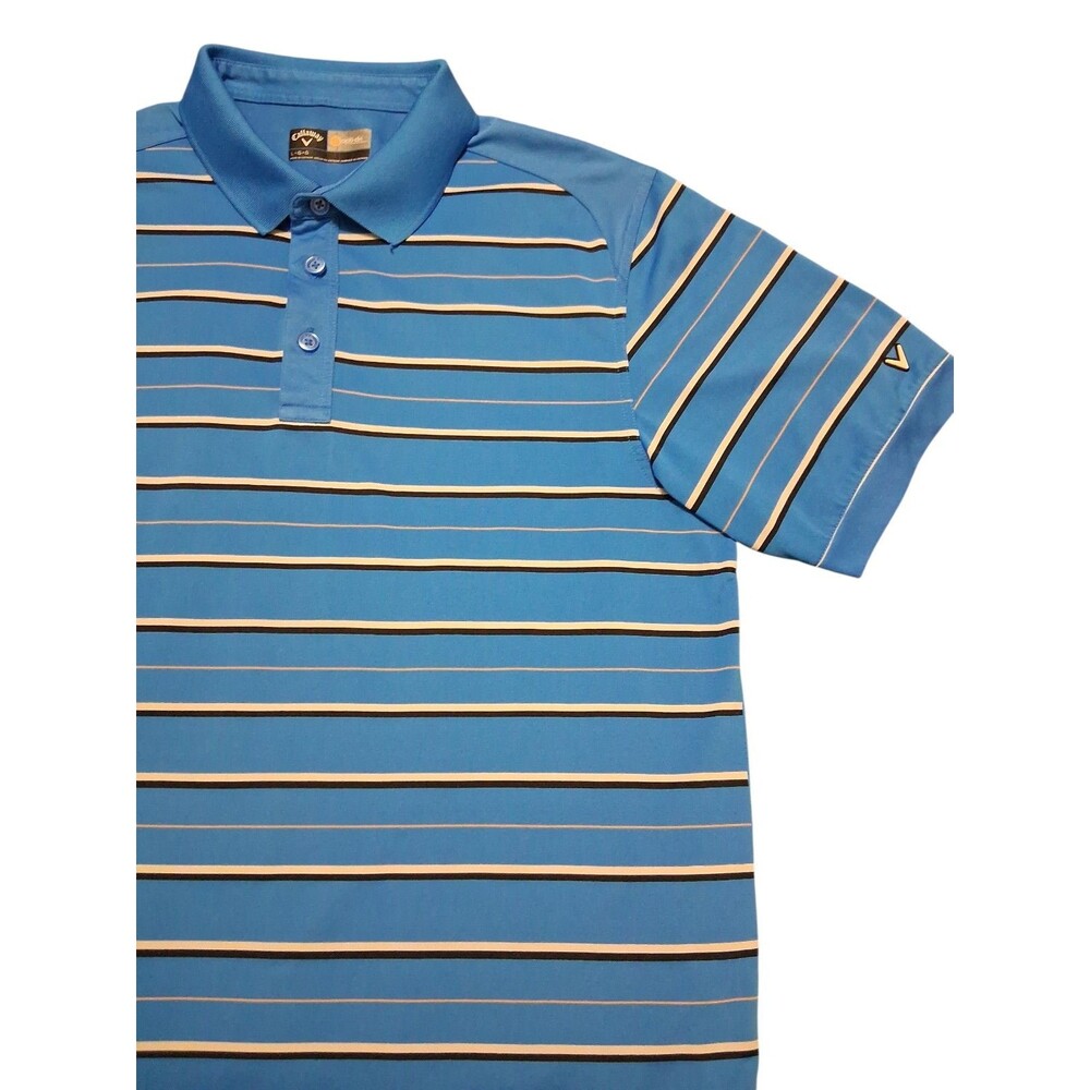 Callaway Men's Opti-Dri Golf Polo Shirt Size Large Amparo Blue Striped Stretch